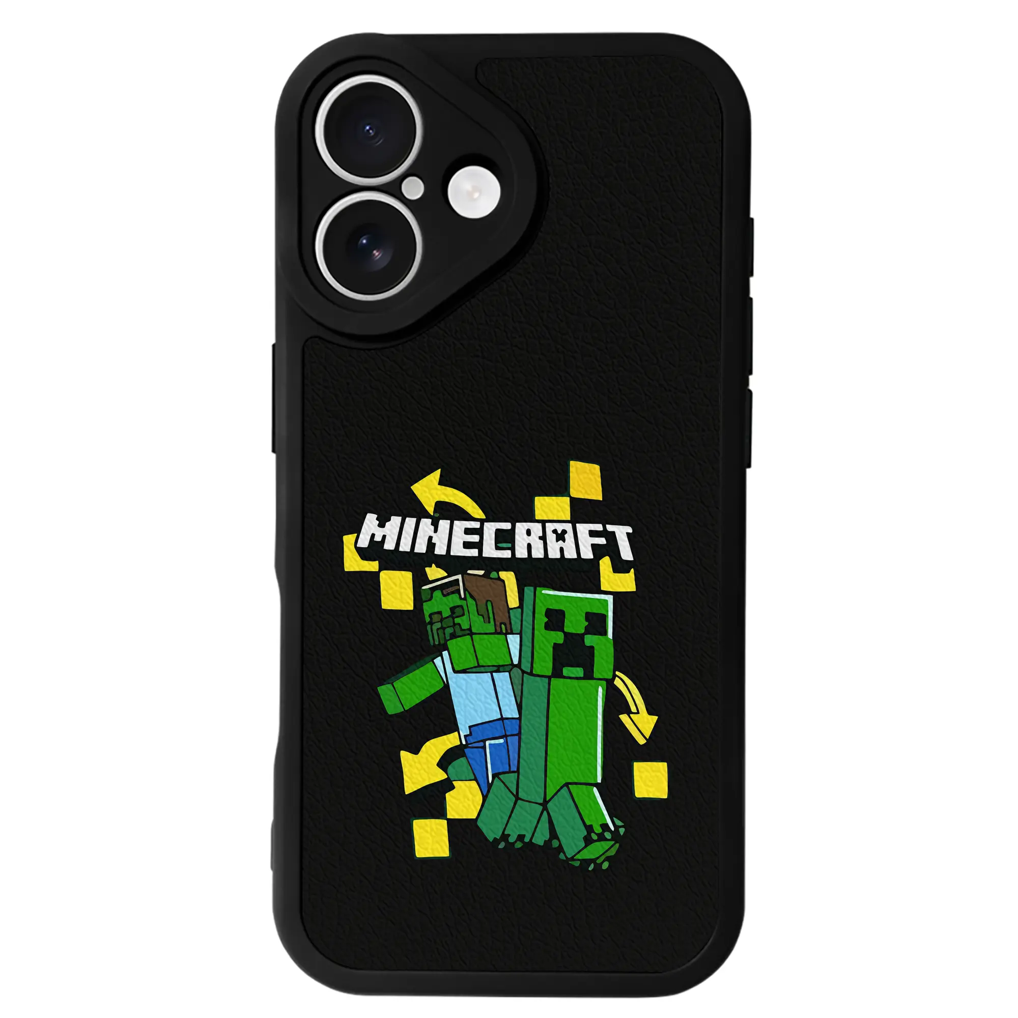 マイクラ グッズ  マイクラ - IPhone 16シリーズ対応 ・ シリコンスマホケース ・ レザー調 ・ 高精度フィット ・ 耐衝撃 ・ ワイヤレス充電対応 ・ 精密カット